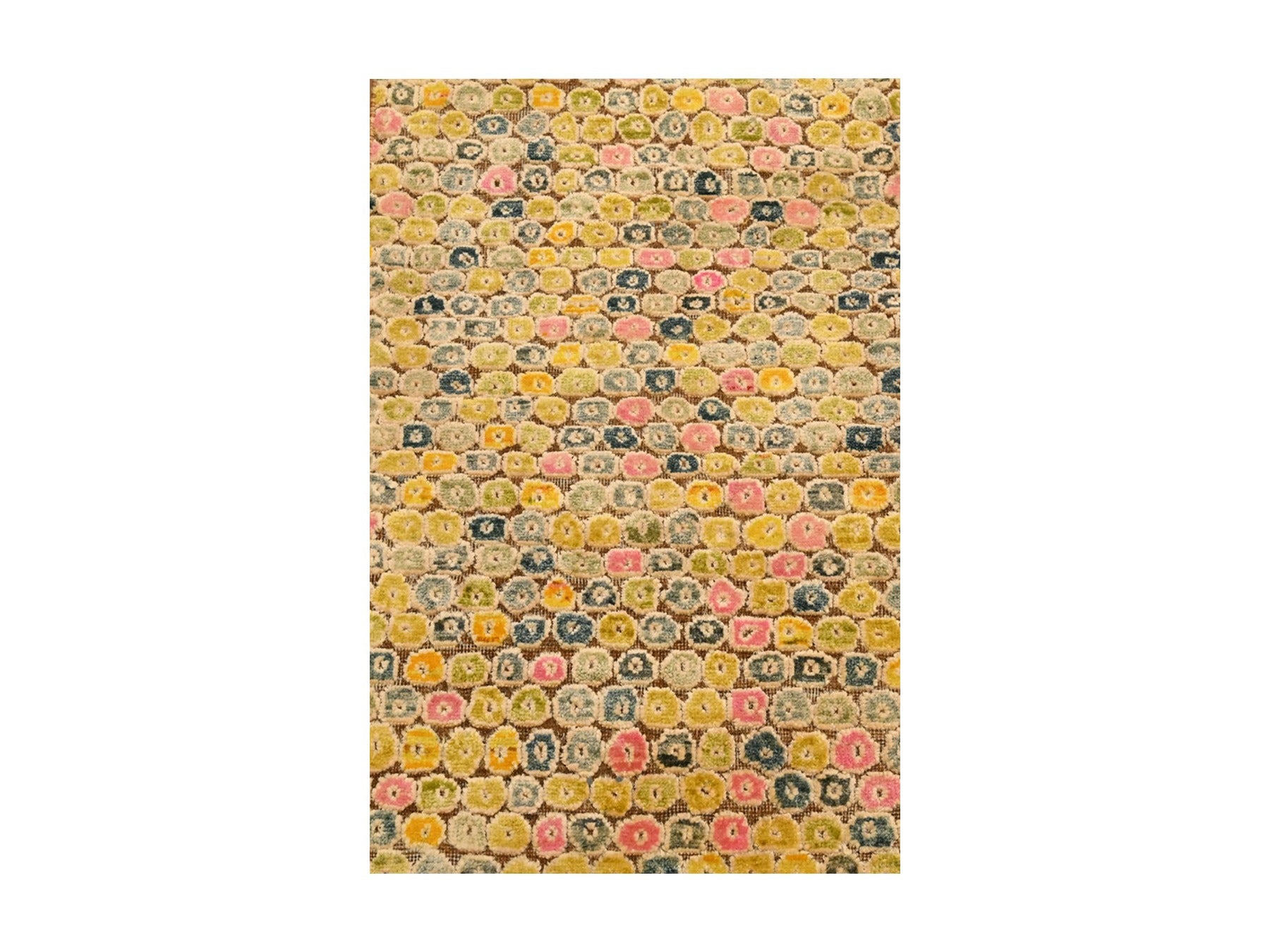 Modern / Contemporary hand-knotted sari silk rug in Yellow, 2' x 3' — SKU O076208