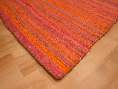 Kilim Modern / Contemporary hand-knotted wool/sari silk rug in Orange, 8' x 10'1" — SKU O076210 (view 6)
