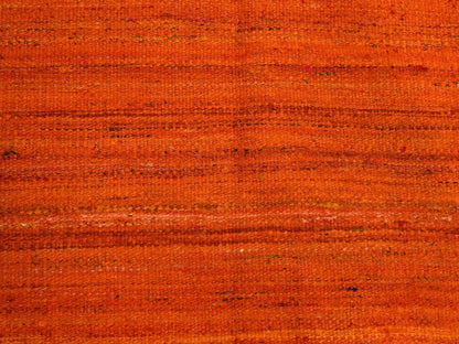 Kilim Modern / Contemporary hand-knotted wool/sari silk rug in Orange, 8' x 10'1" — SKU O076210 (view 8)