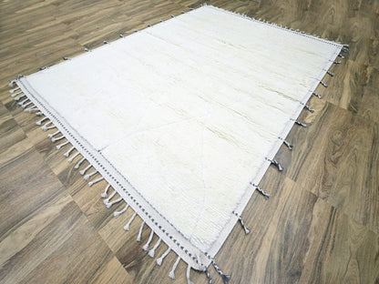 Ivory 9'1" x 12'3" Modern and Contemporary Hand knotted Wool Rug - Sku: O076219