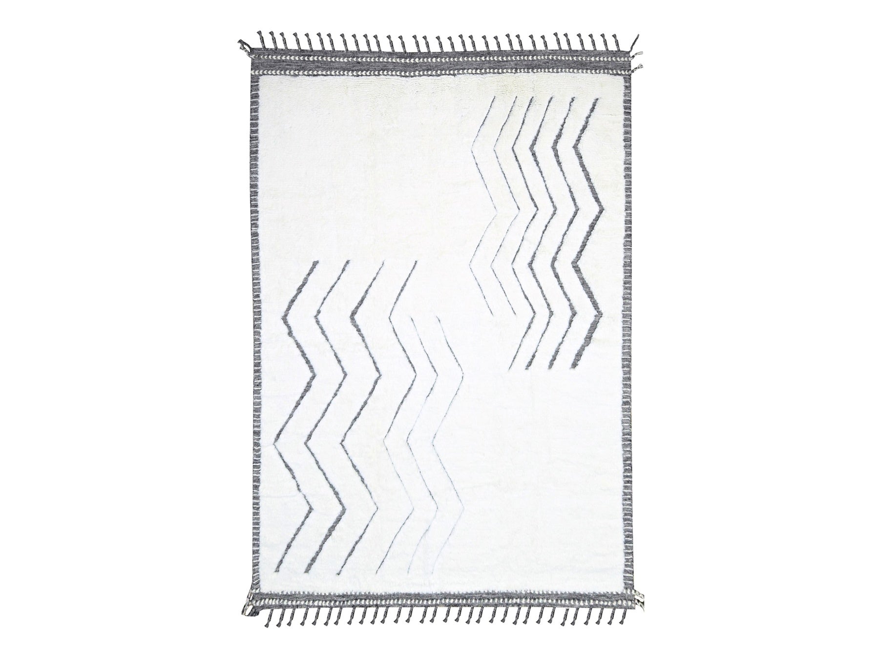 Modern / Contemporary hand-knotted wool rug in Ivory & Gray, 9'2" x 12'1" — SKU O076222