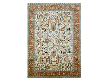 Ivory 9'11" x 14'3" Heriz Hand knotted Wool Rug - Sku: O076223