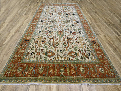 Ivory 9'11" x 14'3" Heriz Hand knotted Wool Rug - Sku: O076223