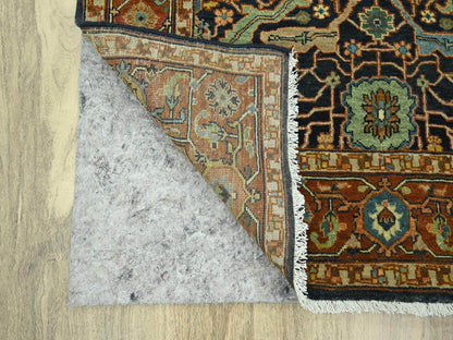 Blue 4'1" x 5'11" Heriz Hand knotted Wool Rug - Sku: O076231