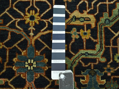 Blue 4'1" x 5'11" Heriz Hand knotted Wool Rug - Sku: O076231