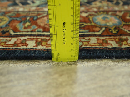 Blue 4'1" x 5'11" Heriz Hand knotted Wool Rug - Sku: O076231