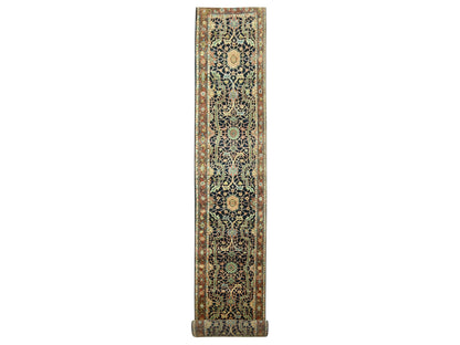 Blue 2'6" x 18'0" Heriz Hand knotted Wool Rug - Sku: O076233