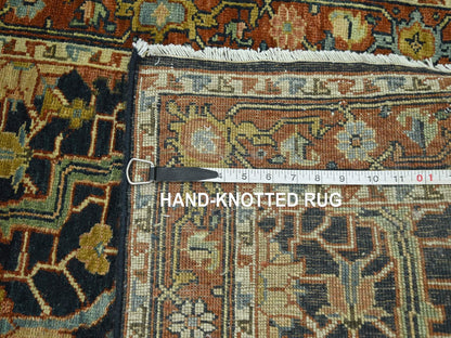 Blue 2'6" x 18'0" Heriz Hand knotted Wool Rug - Sku: O076233
