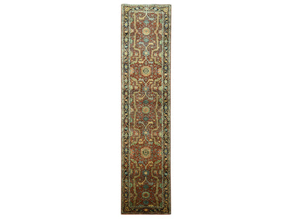 Heriz Heriz hand-knotted wool runner in Red & Midnight Blue, 2'6" x 12' — SKU O076234
