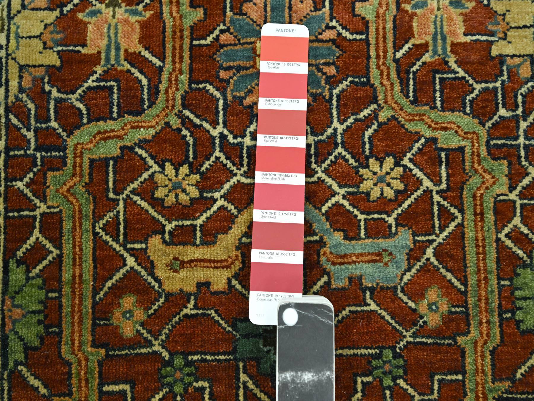 Heriz Heriz hand-knotted wool runner in Red & Midnight Blue, 2'6" x 12' — SKU O076234 (view 4)