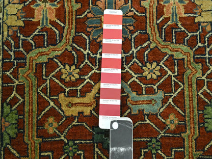 Heriz Heriz hand-knotted wool runner in Red & Midnight Blue, 2'6" x 12' — SKU O076234 (view 4)