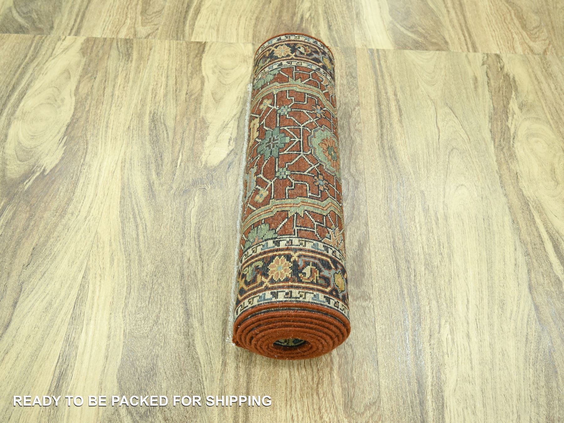 Heriz Heriz hand-knotted wool runner in Red & Midnight Blue, 2'6" x 12' — SKU O076234 (view 5)
