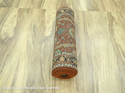 Heriz Heriz hand-knotted wool runner in Red & Midnight Blue, 2'6" x 12' — SKU O076234 (view 5)