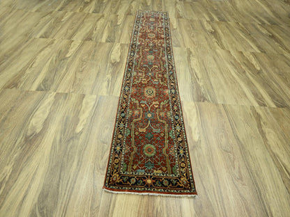 Red 2'6" x 12'0" Traditional Hand knotted Wool Rug - Sku: O076235