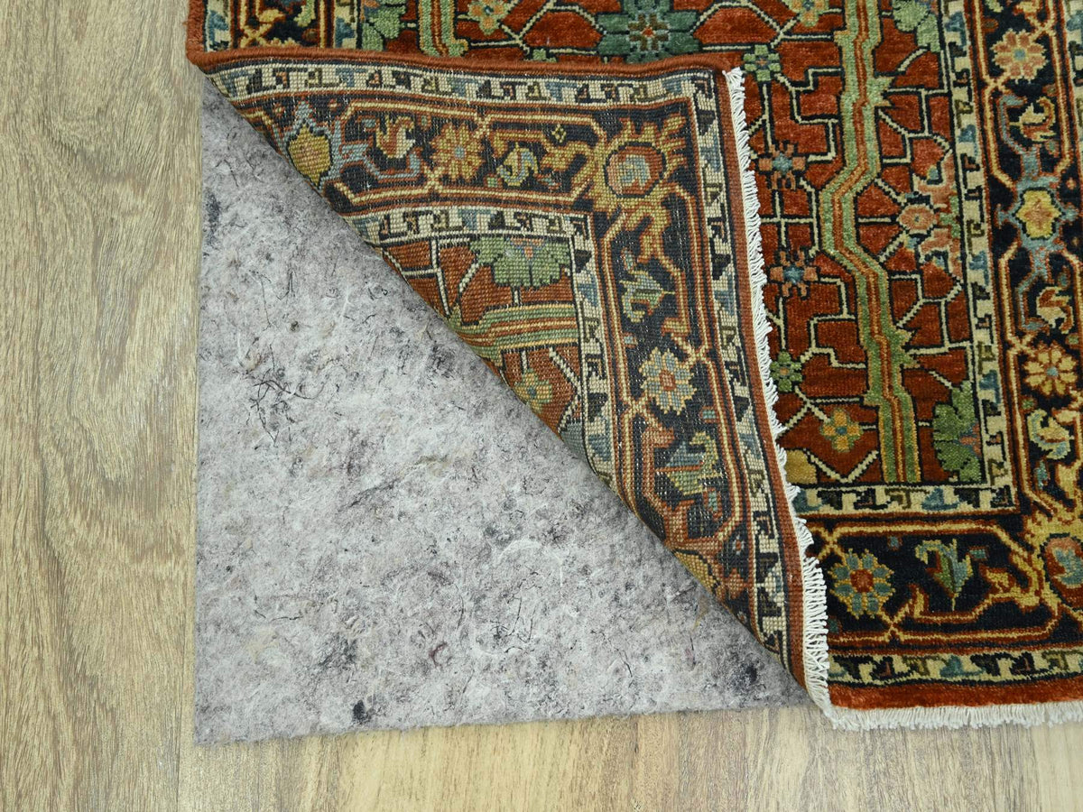 Heriz Heriz hand-knotted wool runner in Red & Midnight Blue, 2'6" x 12' — SKU O076235 (view 3)