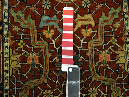 Heriz Heriz hand-knotted wool runner in Red & Midnight Blue, 2'6" x 12' — SKU O076235 (view 4)