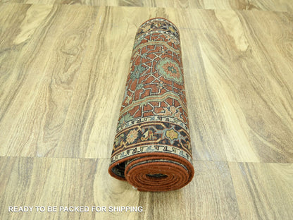Heriz Heriz hand-knotted wool runner in Red & Midnight Blue, 2'6" x 12' — SKU O076235 (view 5)