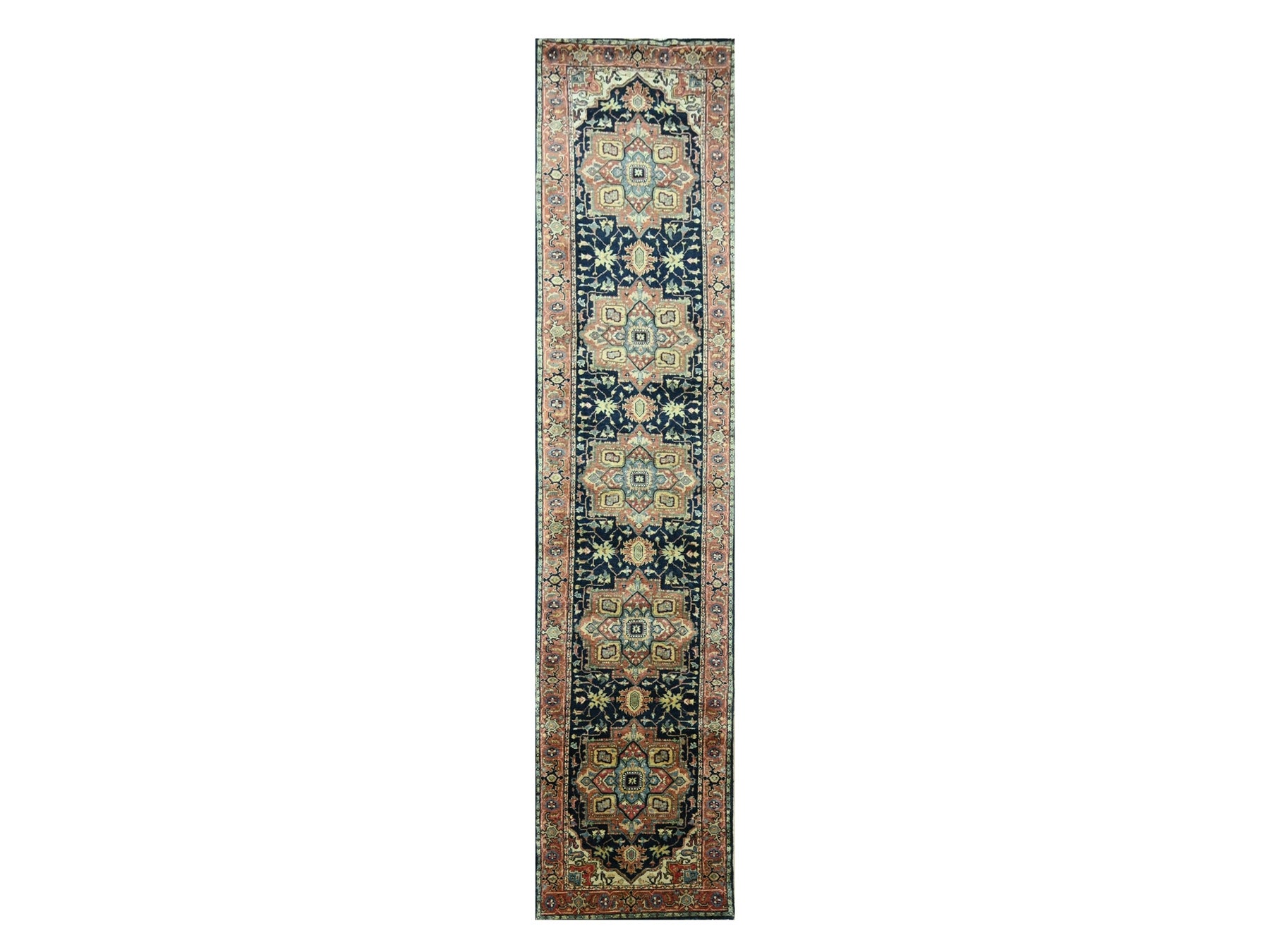 Blue 2'6" x 11'5" Traditional Hand knotted Wool Rug - Sku: O076236