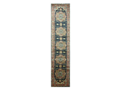 Blue 2'6" x 11'5" Heriz Hand knotted Wool Rug - Sku: O076236