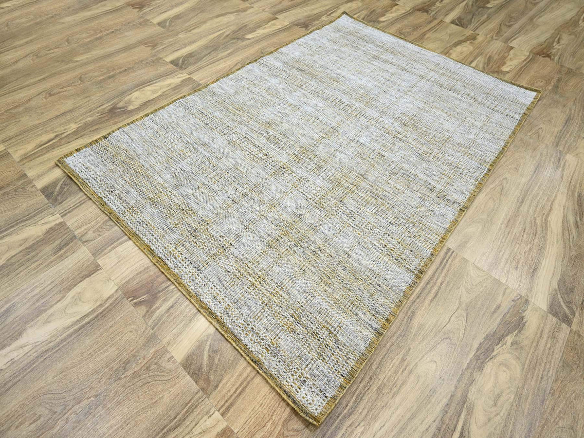 Modern / Contemporary hand-knotted wool rug in Yellow, 6'1" x 9'1" — SKU O076244 (view 3)