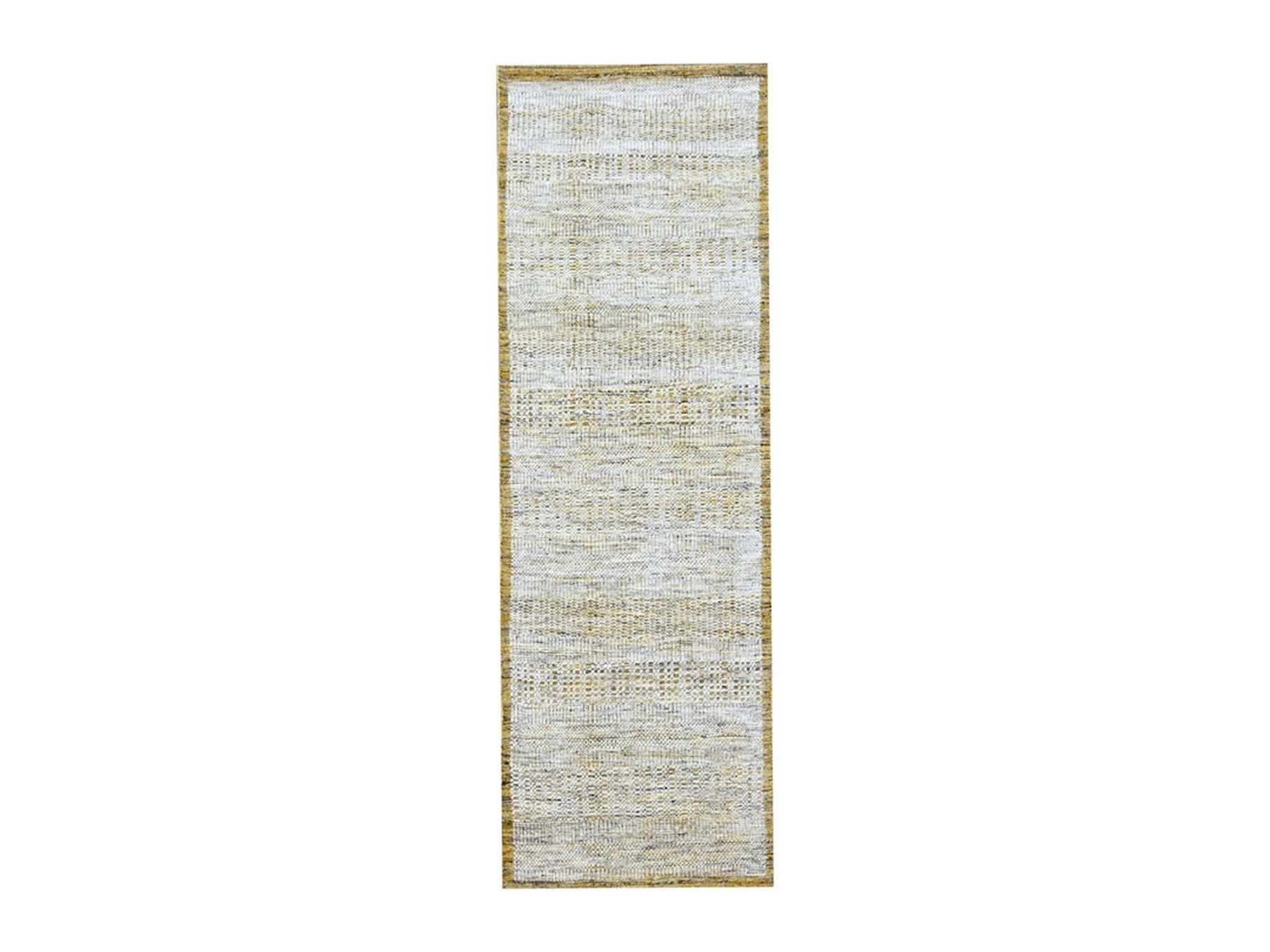 Modern / Contemporary hand-knotted wool runner in Yellow, 2'7" x 8'2" — SKU O076247