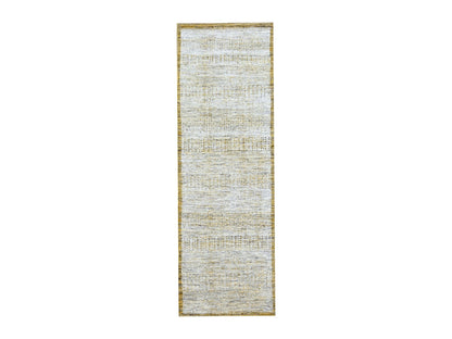 Modern / Contemporary hand-knotted wool runner in Yellow, 2'7" x 8'2" — SKU O076247