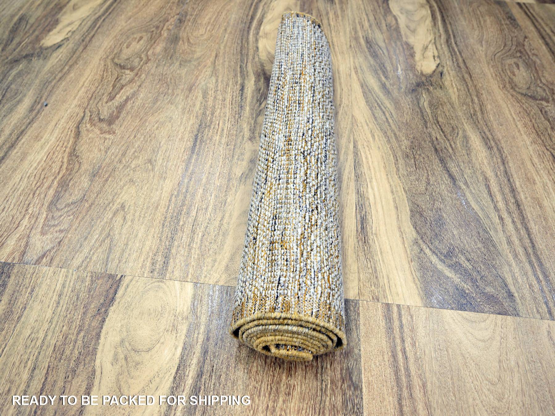Modern / Contemporary hand-knotted wool runner in Yellow, 2'7" x 8'2" — SKU O076247 (view 5)