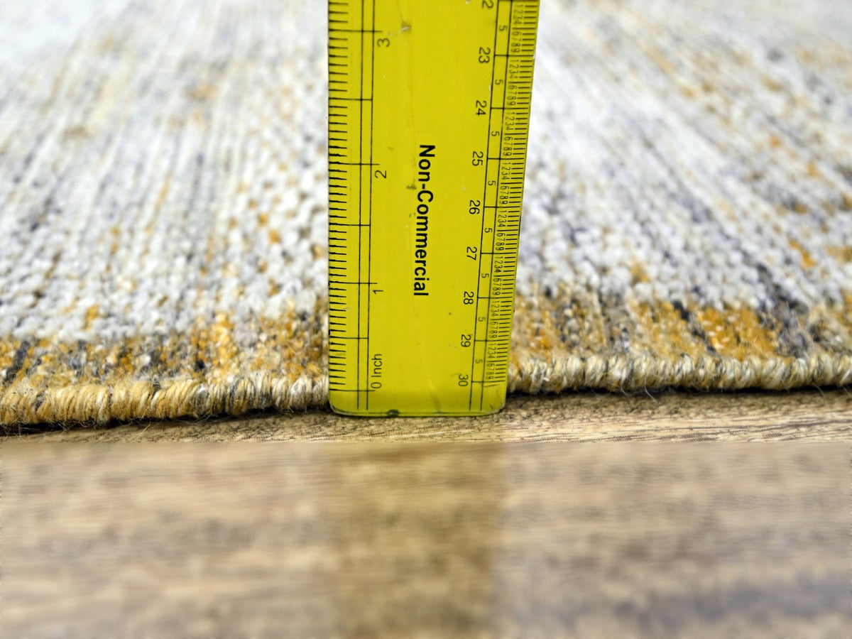 Modern / Contemporary hand-knotted wool runner in Yellow, 2'7" x 8'2" — SKU O076247 (view 6)