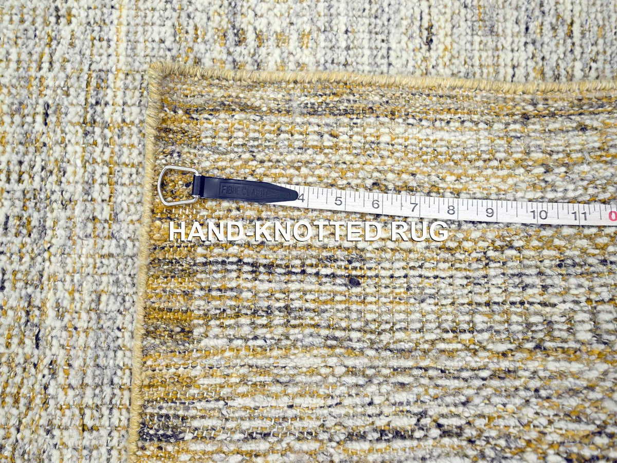 Modern / Contemporary hand-knotted wool runner in Yellow, 2'7" x 8'2" — SKU O076247 (view 7)