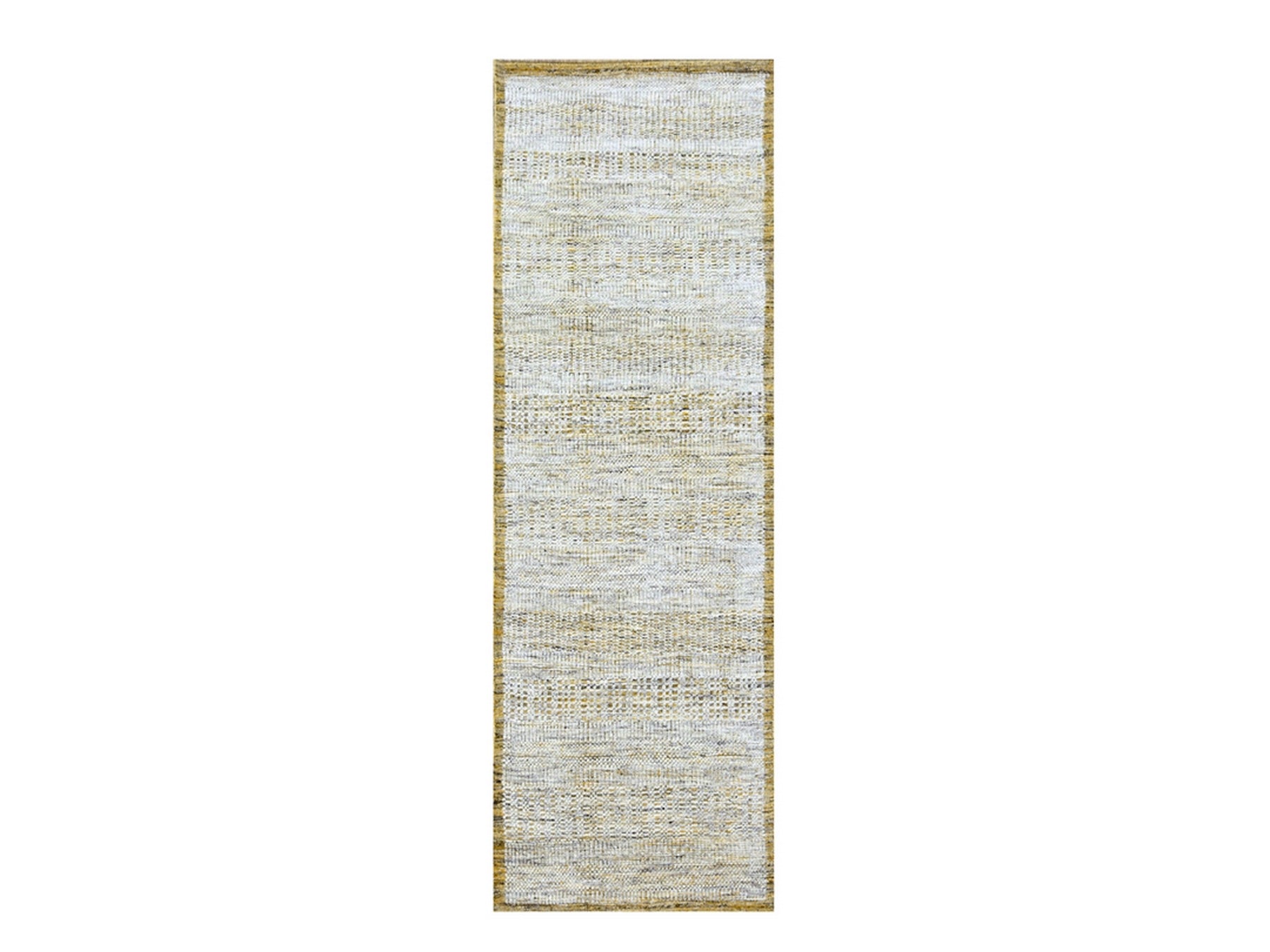 Modern / Contemporary hand-knotted wool runner in Yellow, 2'7" x 6' — SKU O076248
