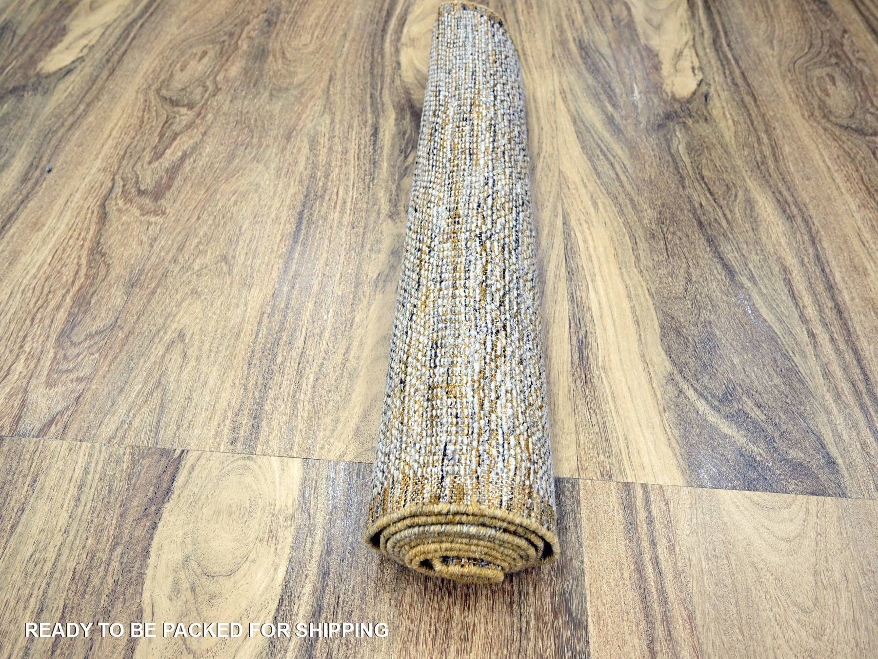 Modern / Contemporary hand-knotted wool runner in Yellow, 2'7" x 6' — SKU O076248 (view 5)
