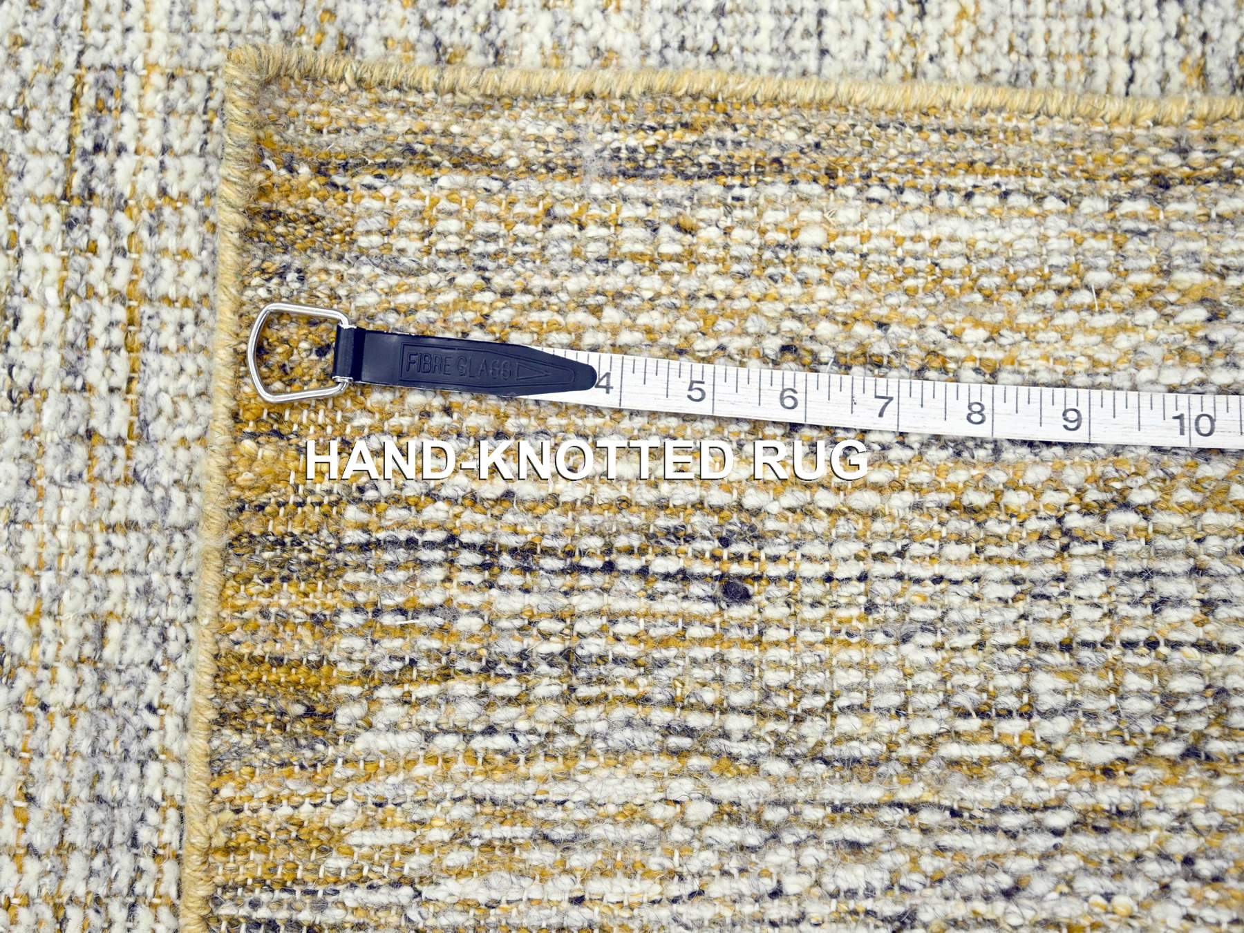 Modern / Contemporary hand-knotted wool runner in Yellow, 2'7" x 6' — SKU O076248 (view 7)