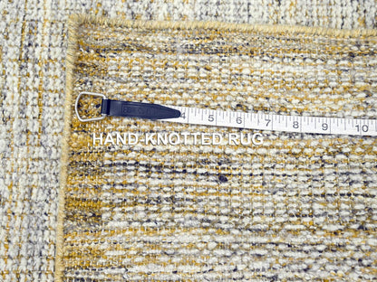 Modern / Contemporary hand-knotted wool runner in Yellow, 2'7" x 6' — SKU O076248 (view 7)