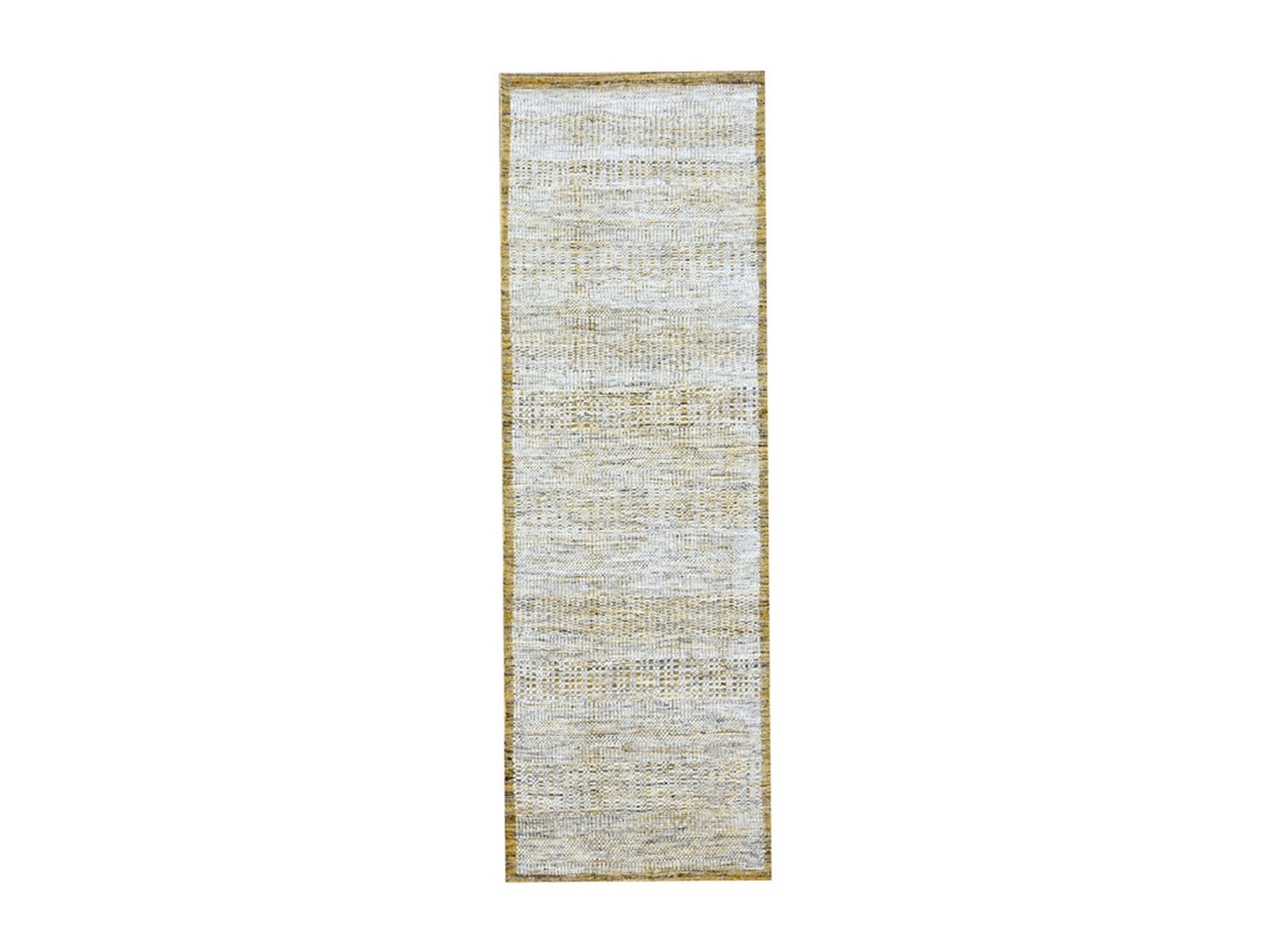 Modern / Contemporary hand-knotted wool runner in Yellow, 2'7" x 8'2" — SKU O076249