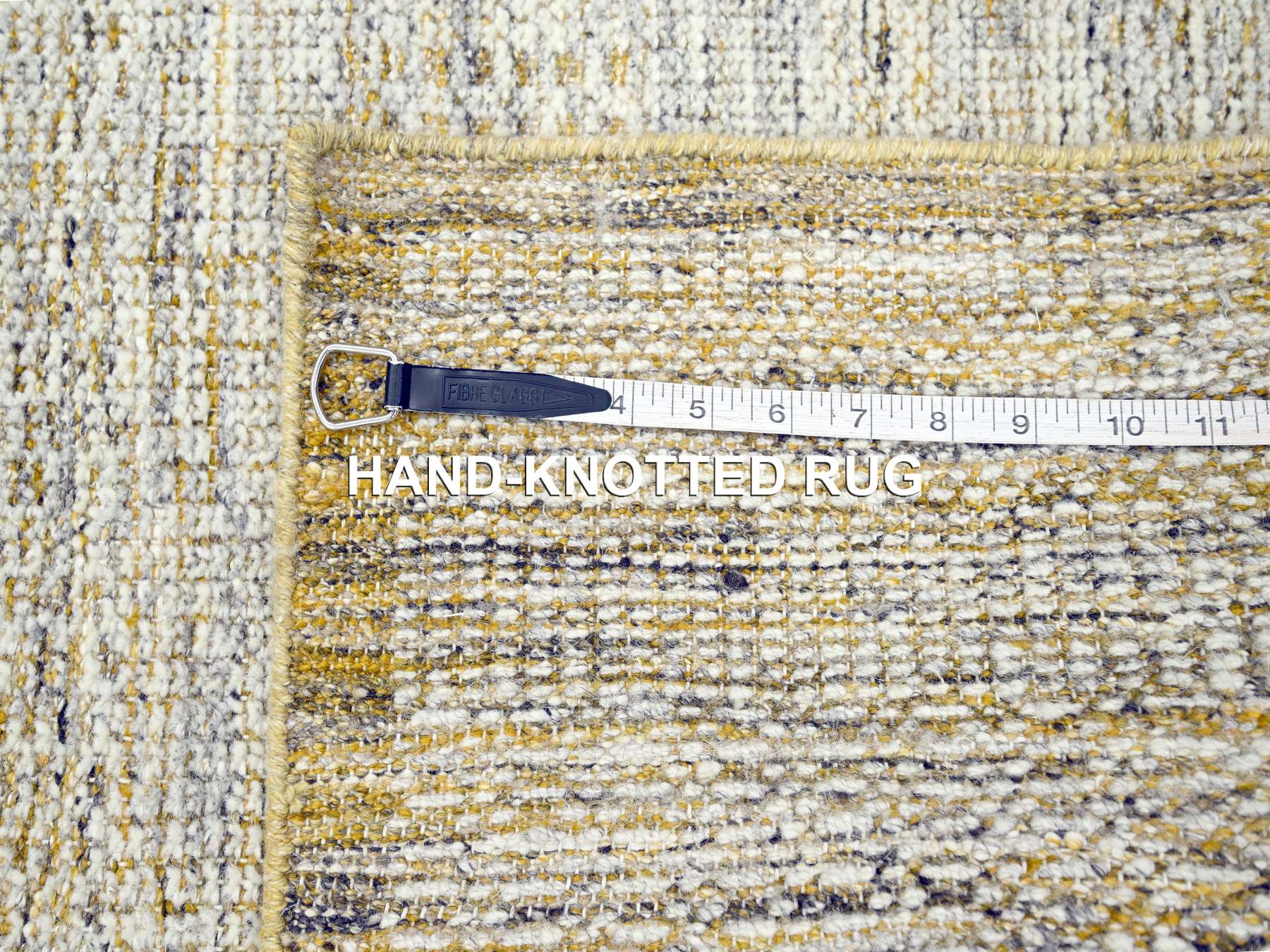 Modern / Contemporary hand-knotted wool runner in Yellow, 2'7" x 8'2" — SKU O076249 (view 7)