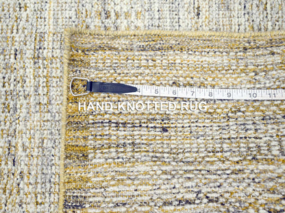 Modern / Contemporary hand-knotted wool runner in Yellow, 2'7" x 8'2" — SKU O076249 (view 7)
