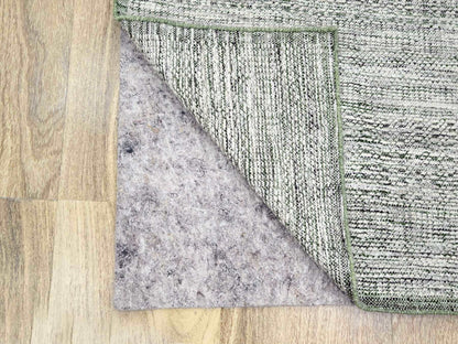 Green 2'7" x 8'0" Modern / Contemporary Hand knotted Wool Rug - Sku: O076251