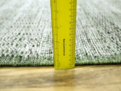 Green 2'7" x 8'0" Modern / Contemporary Hand knotted Wool Rug - Sku: O076251
