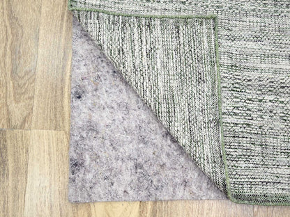 Green 2'6" x 8'0" Modern / Contemporary Hand knotted Wool Rug - Sku: O076252