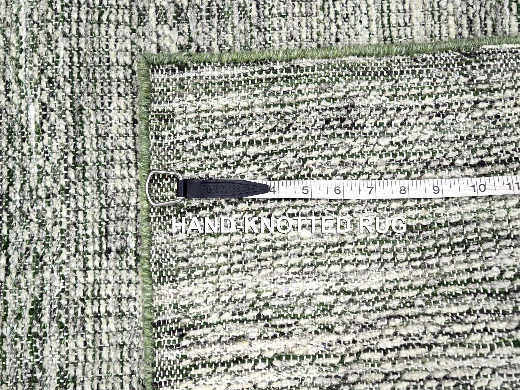 Modern / Contemporary hand-knotted wool runner in Green, 2'6" x 8' — SKU O076252 (view 7)