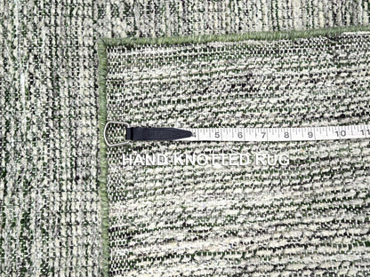Modern / Contemporary hand-knotted wool runner in Green, 2'6" x 8' — SKU O076252 (view 7)