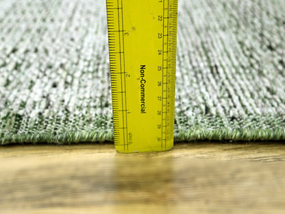 Green 2'3" x 7'11" Modern / Contemporary Hand knotted Wool Rug - Sku: O076253