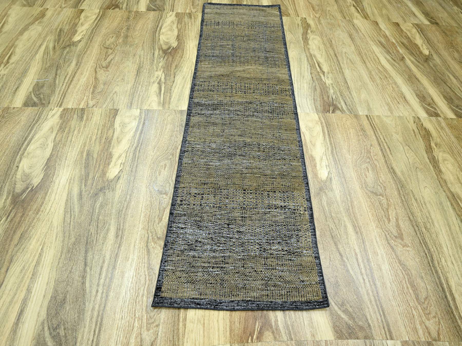 Modern / Contemporary hand-knotted wool runner in Brown, 2'6" x 8' — SKU O076264 (view 2)