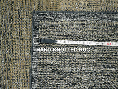 Brown 2'6" x 8'0" Modern and Contemporary Hand knotted Wool Rug - Sku: O076264