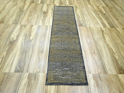 Brown 2'6" x 8'0" Modern and Contemporary Hand knotted Wool Rug - Sku: O076265