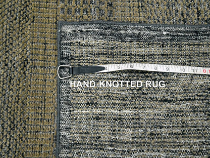 Brown 2'6" x 8'0" Modern and Contemporary Hand knotted Wool Rug - Sku: O076265
