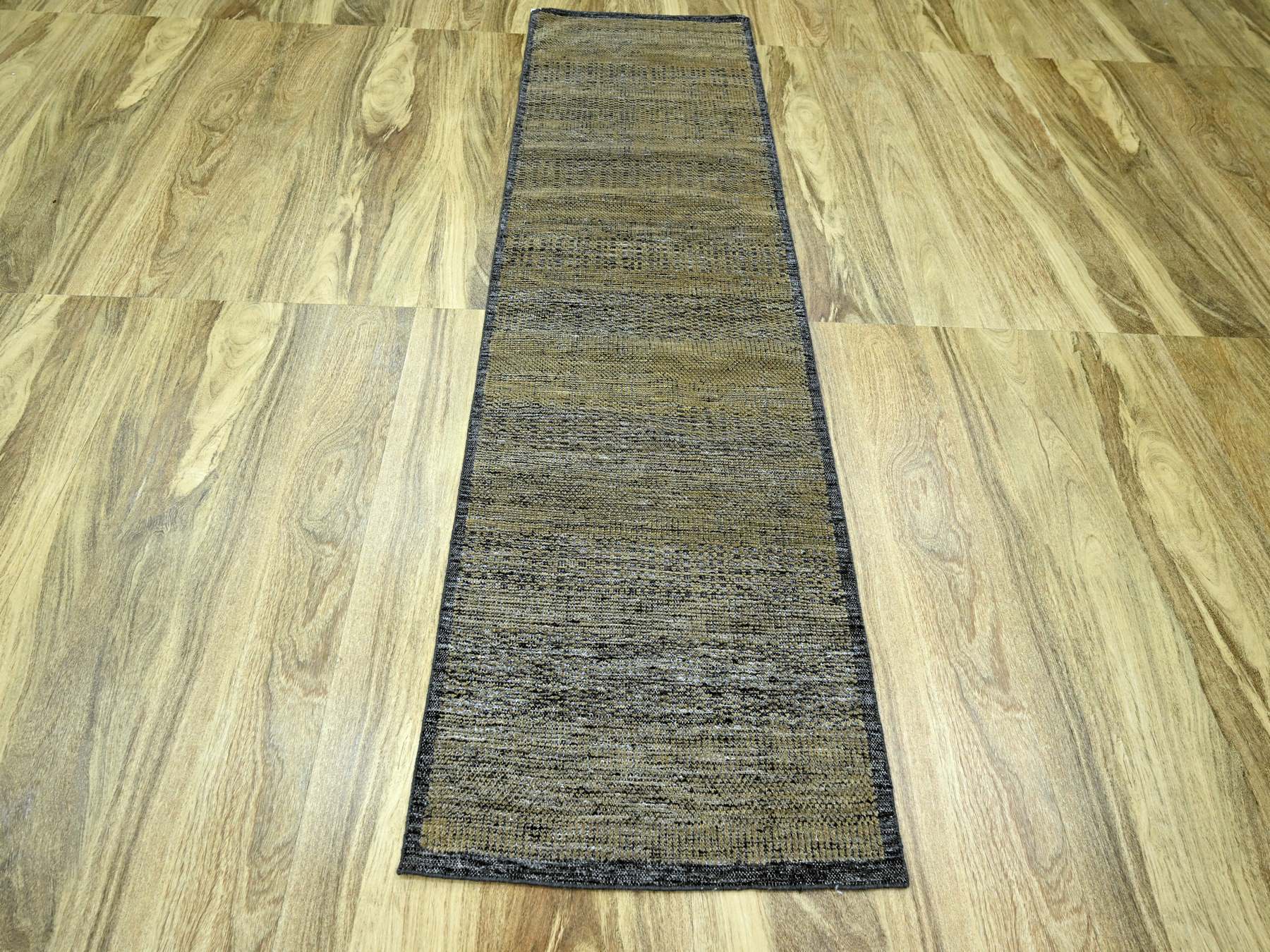 Modern / Contemporary hand-knotted wool runner in Brown, 2'6" x 8' — SKU O076266 (view 2)