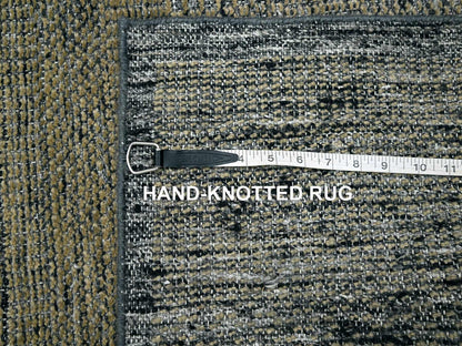Brown 2'6" x 8'0" Modern / Contemporary Hand knotted Wool Rug - Sku: O076266