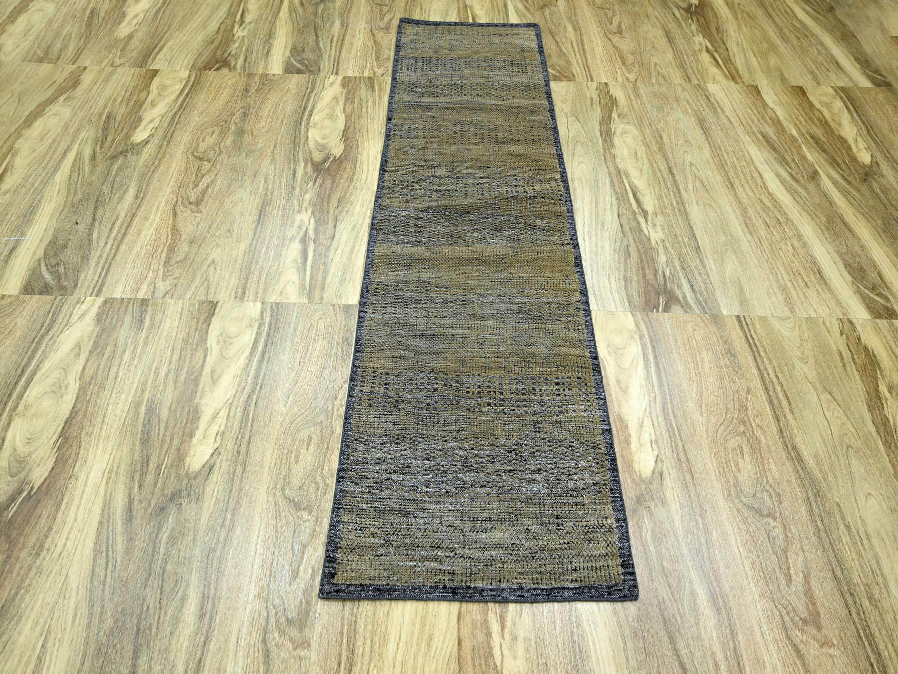 Modern / Contemporary hand-knotted wool runner in Brown, 2'6" x 8' — SKU O076267 (view 2)