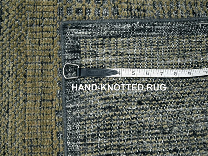 Brown 2'6" x 8'0" Modern / Contemporary Hand knotted Wool Rug - Sku: O076267